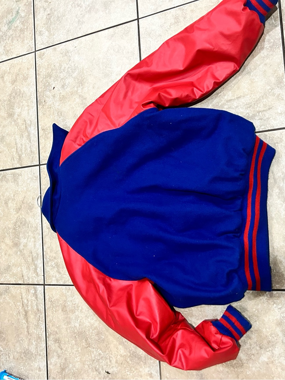 Men's Blue & Red Varsity Letterman Jacket with H Patch - Picture 4 of 8